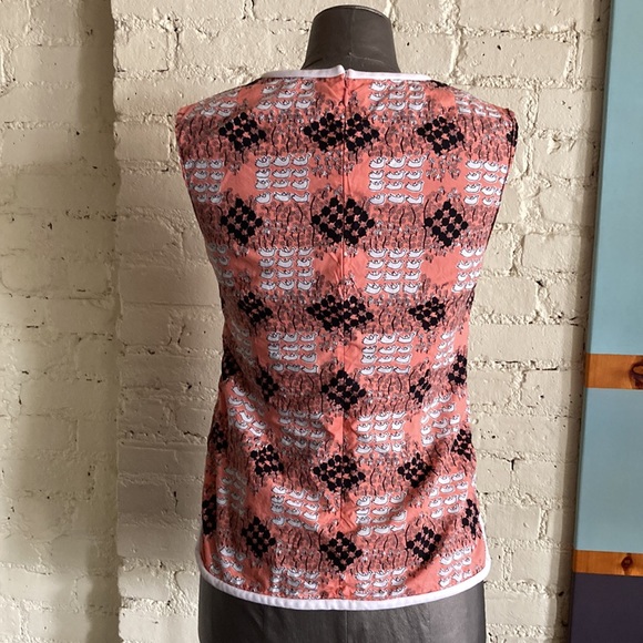 Marni sleeveless bird print cotton top with curved hem size 38 XS - Picture 3 of 11
